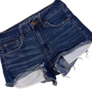 American Eagle Hi-Rise Shortie Women Size 4 Dark Wash Denim Cutoff Shorts